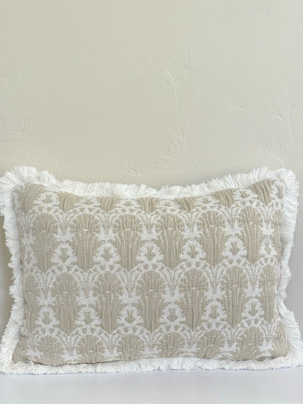 Threshold x Studio McGee Lumbar Woven Shell Block Fringe Pillow Natural NWT